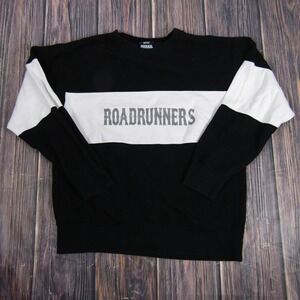 Roadrunners Sweatshirt Mens Large Black White Crewneck Pullover Colorblock